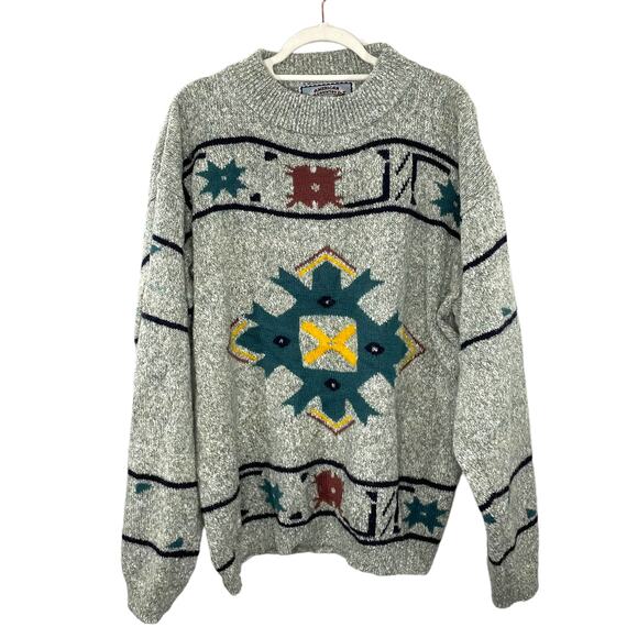 Vintage Mighty Mac Size XLT Southwest Big & Tall Wool Blend Pullover Sweater - Picture 1 of 14